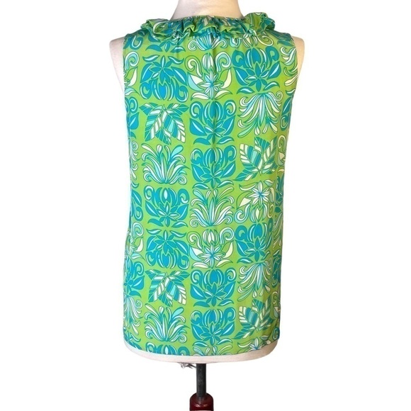 LILLY Pulitzer Reena Ruffle Sleeveless 100% SILK Top Size 2 - Picture 3 of 7